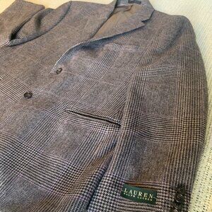 Vintage 100% Wool Plaid Blazer Made in Canada – Ralph Lauren Style – Med-Large